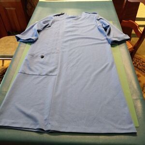 Vintage Lynn Davis Blue Women's 16 RN 16360 Single pocket Dress Cottagecore